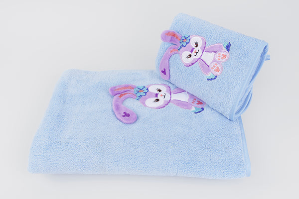 Bunny Towel Napkin Set - Blue