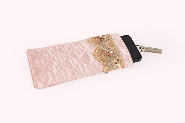 Cell Phone Pouch – Champagne Pink (Lace Hook)