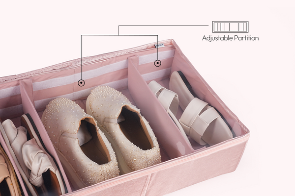 Under Bed Footwear Organiser - Champagne Pink