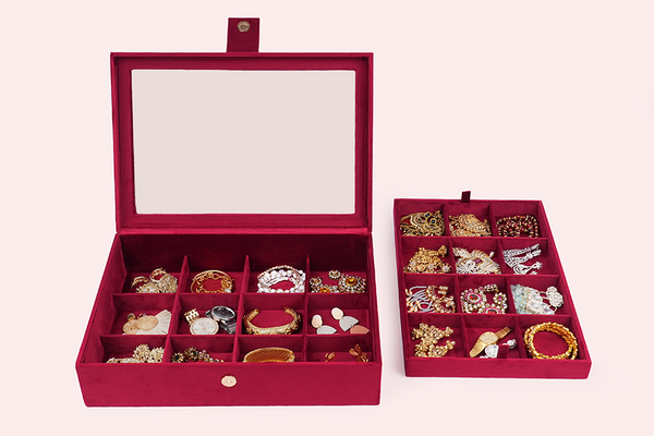 Double decker jewellery box - Maroon