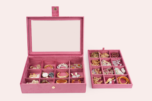 Double decker jewellery box - Old rose