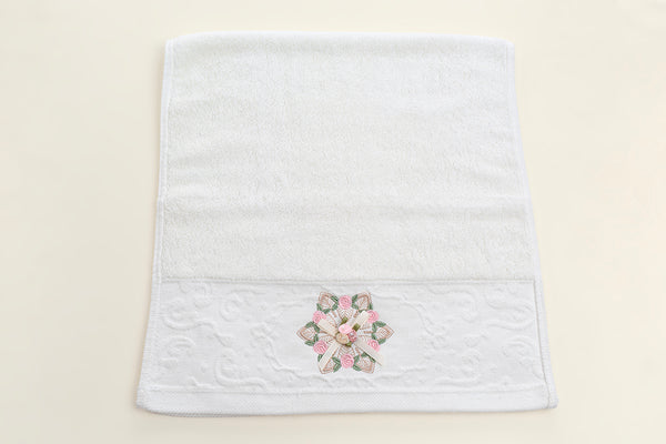 Embroidered Napkin - Rose (White)