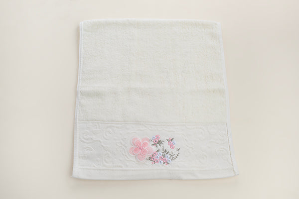 Embroidered Napkin - 3D Flower (White)