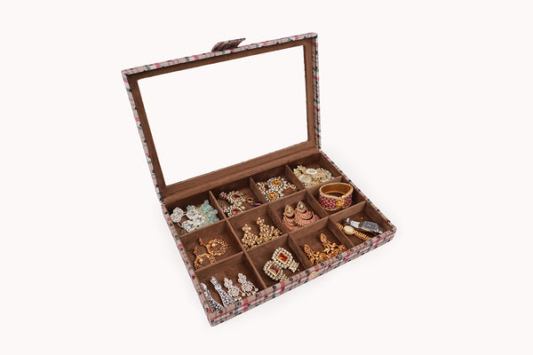Jewellery Box (12 Partitions) - Checks