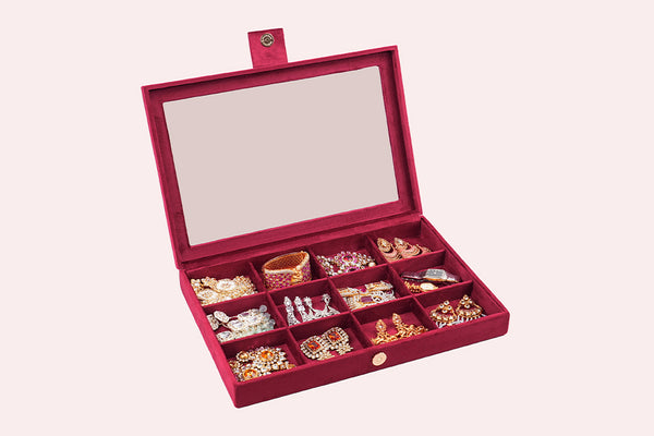 Jewellery Box (12 Partitions) - Maroon