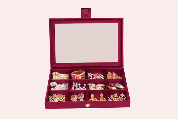 Jewellery Box (12 Partitions) - Maroon