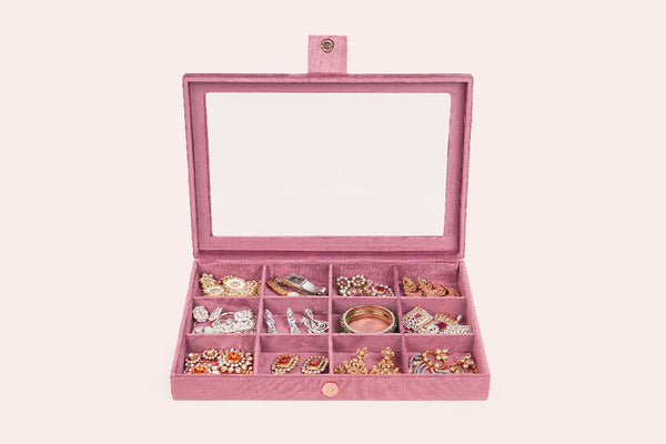 Jewellery Box (12 Partitions) - Old Rose