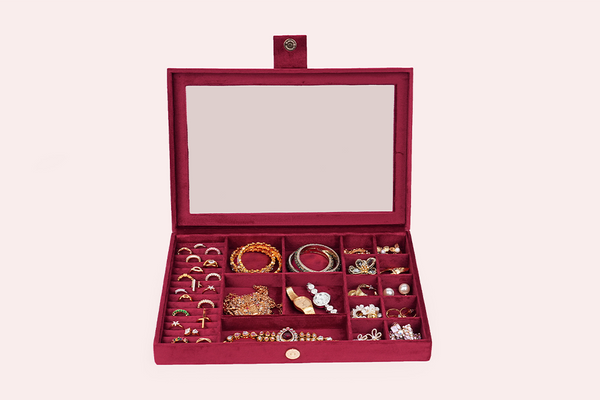 Jewellery Box (16 Partitions) - Maroon