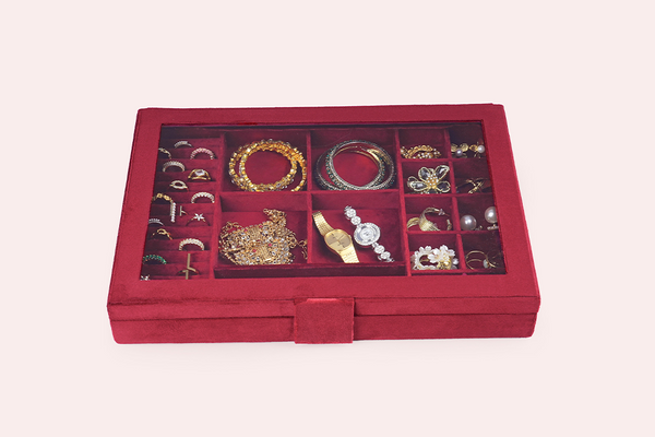 Jewellery Box (16 Partitions) - Maroon