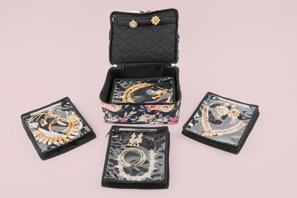 Jewellery Organiser - 4 Detachable pouch (Floral Dream)