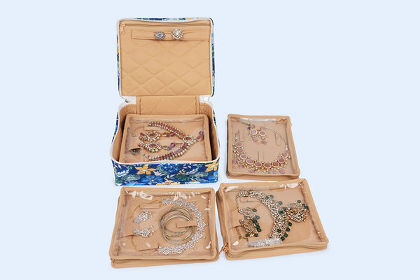 Jewellery Organiser - 4 Detachable pouch ( Moonlit Garden )