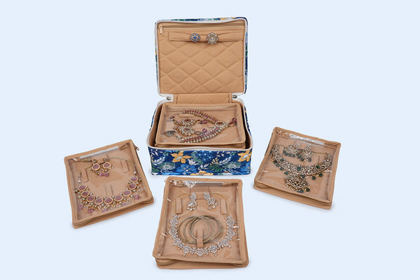 Jewellery Organiser - 4 Detachable pouch ( Moonlit Garden )