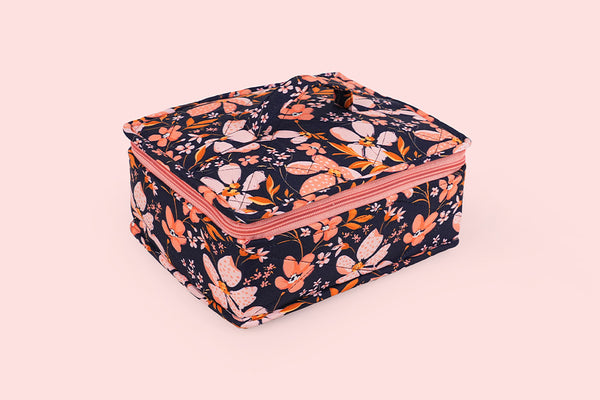 Jewellery Organiser - 4 Detachable pouch (Peach petals)