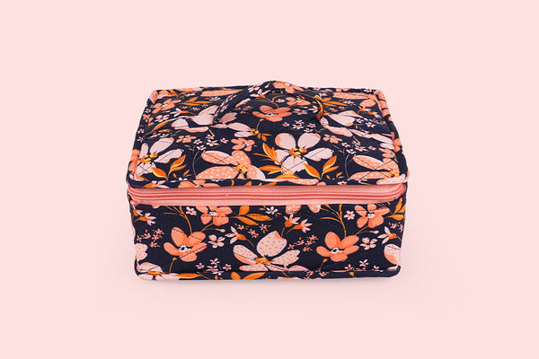 Jewellery Organiser - 4 Detachable pouch (Peach petals)