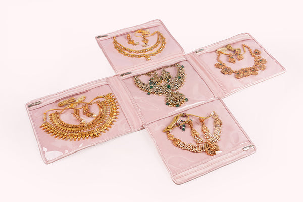 Jewellery Organiser (4 Flap) - Champagne Pink