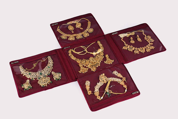 Jewellery Organiser (4 Flap) - Crimson