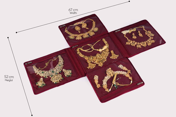 Jewellery Organiser (4 Flap) - Crimson