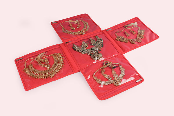 Jewellery Organiser (4 Flap) - Scarlet
