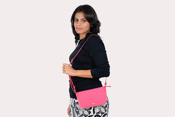 Multi Pocket Sling Bag - Rose milk