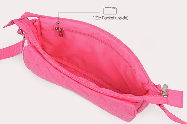 Multi Pocket Sling Bag - Rose milk