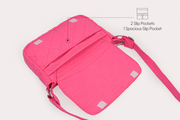 Multi Pocket Sling Bag - Rose milk