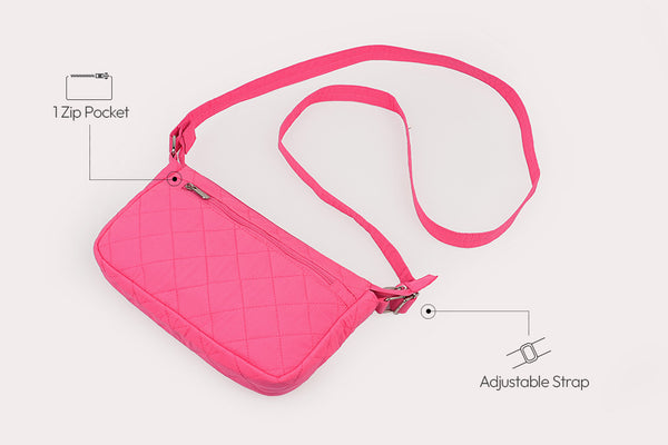 Multi Pocket Sling Bag - Rose milk