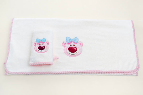 Pink Bear Towel Napkin Set