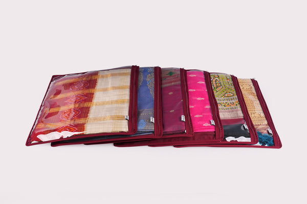 Saree/ Dress Cover (6 Sleeves) – Crimson