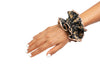 Scrunchies-002 black & Peach flower