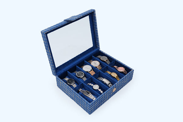 Watch Box – Blue Woven (10 Partition)