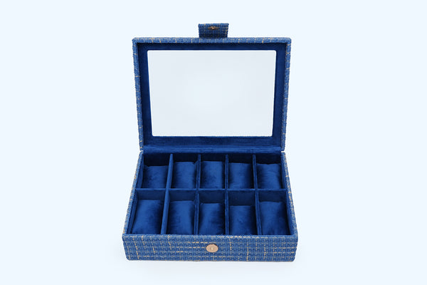Watch Box – Blue Woven (10 Partition)