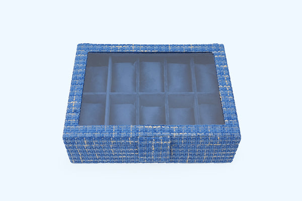 Watch Box – Blue Woven (10 Partition)