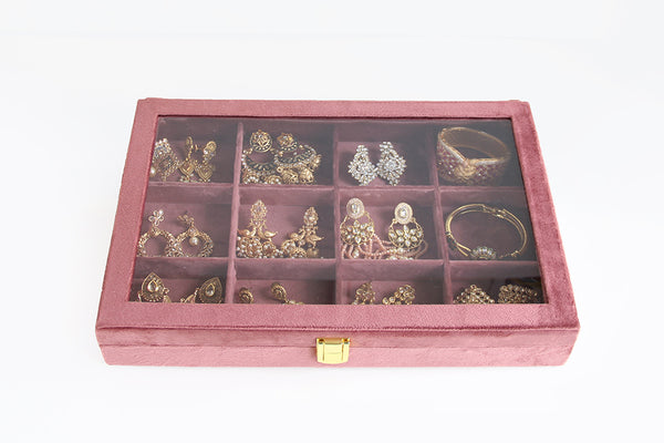 Jewellery Box (12 Partitions) - Old Rose