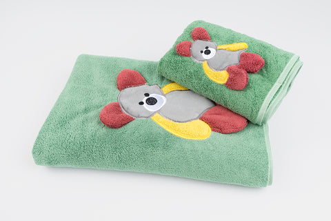 Bear Towel Napkin Set - Green