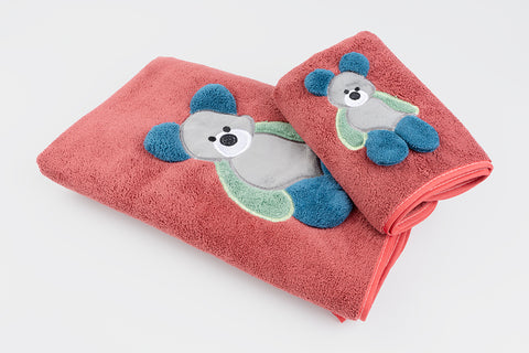 Bear Towel Napkin Set - Maroon