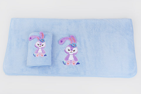 Bunny Towel Napkin Set - Blue