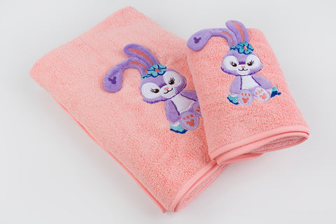 Bunny Towel Napkin Set - Peach