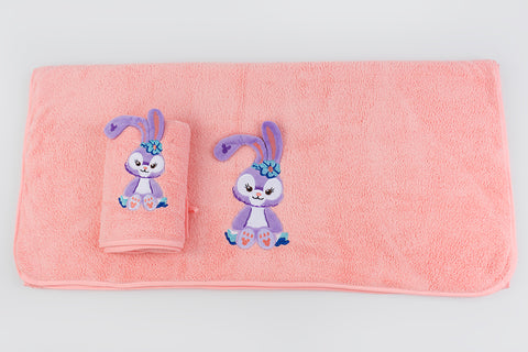 Bunny Towel Napkin Set - Peach