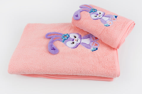 Bunny Towel Napkin Set - Peach