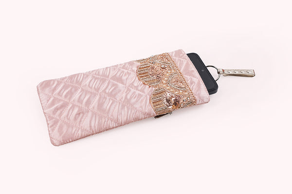 Cell Phone Pouch – Champagne Pink (Lace Hook)