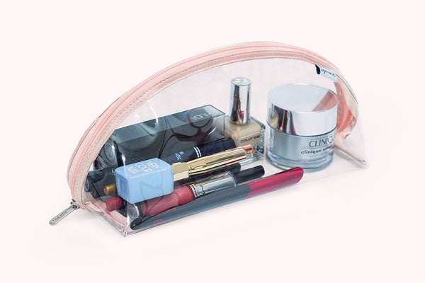 Transparent Wide Access Travel Organiser - Champagne Pink