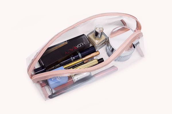 Transparent Wide Access Travel Organiser - Champagne Pink