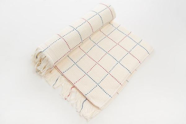 Checks Bath Towel - White