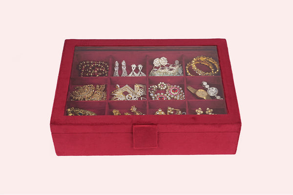 Double decker jewellery box - Maroon