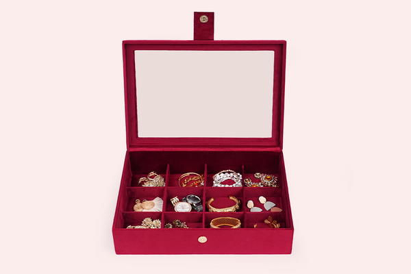 Double decker jewellery box - Maroon