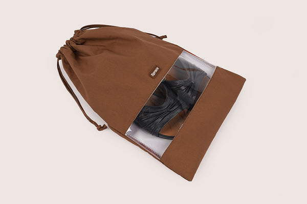 Drawstring Shoe Bag - Chocolate