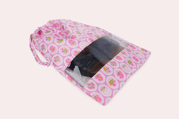 Drawstring Shoe Bag - Pink Rush
