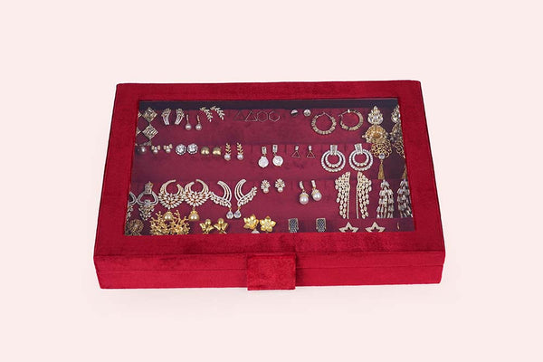 Earring Box - Maroon