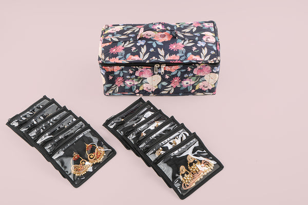 Earring Organiser - 12 Detachable pouch (Floral Dream)
