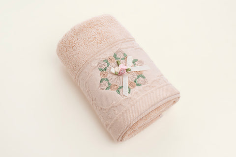 Embroidered Napkin - Rose (Beige)